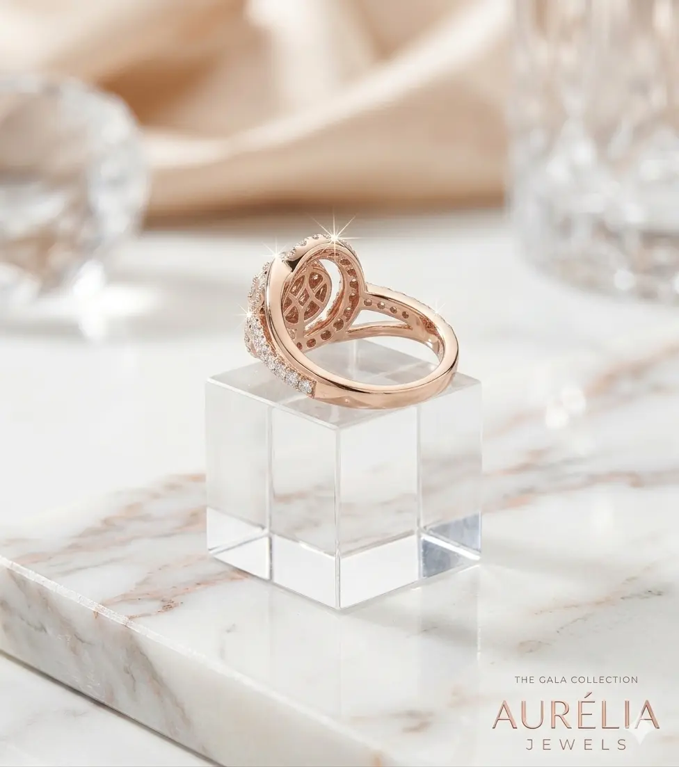 The Celestial Radiance: 14K Gold Double Halo Diamond Ring