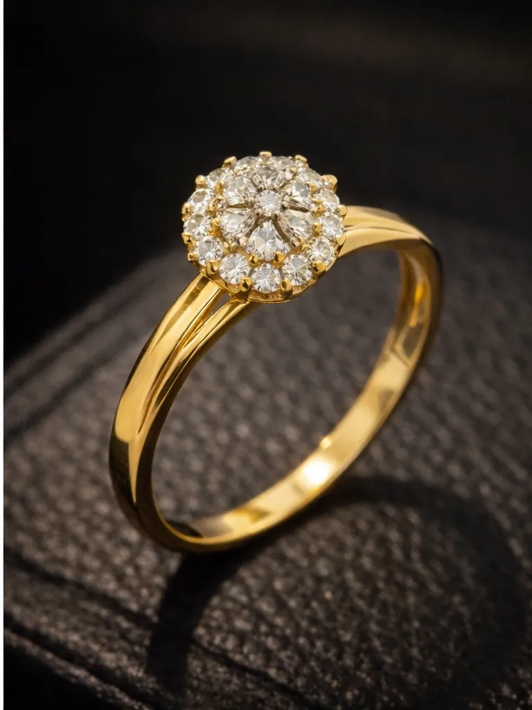 14K Gold Diamond Elegant Cluster Ring (Premium Finish)